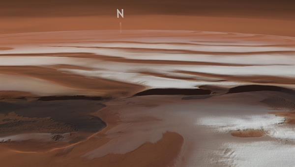 Flying over Mars' north polar cap