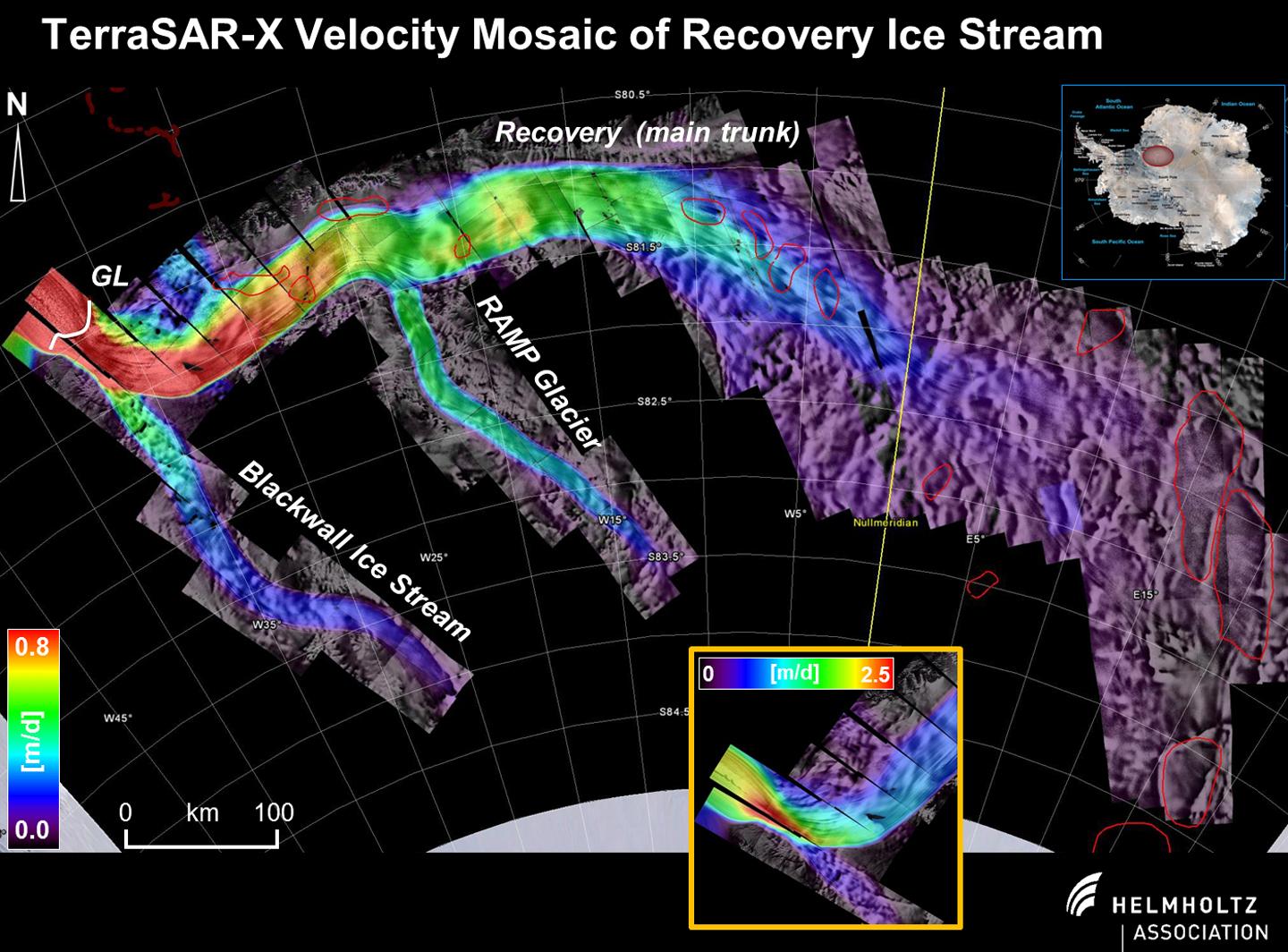 Determination of glacier movements