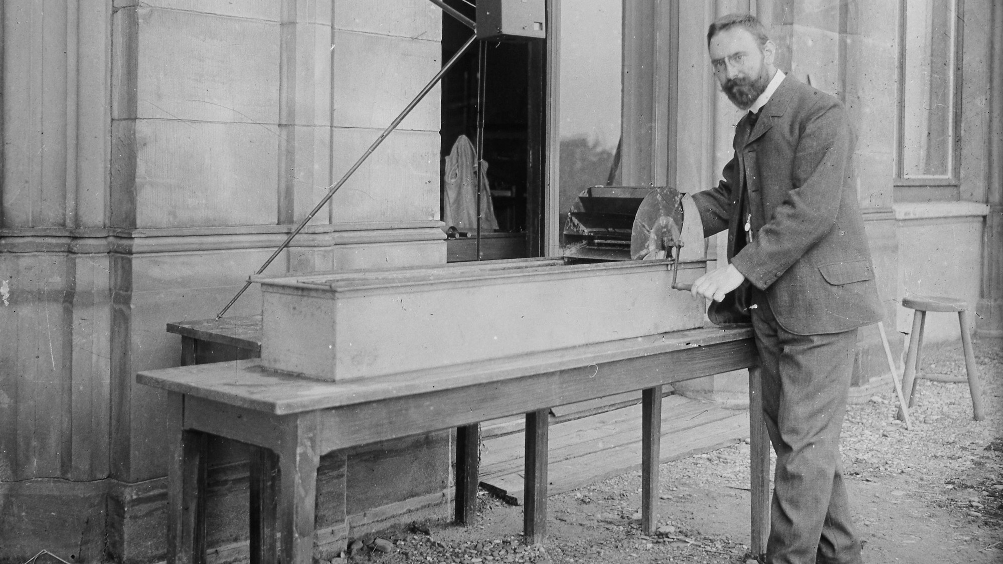 Ludwig Prandtl with his fluid test channel