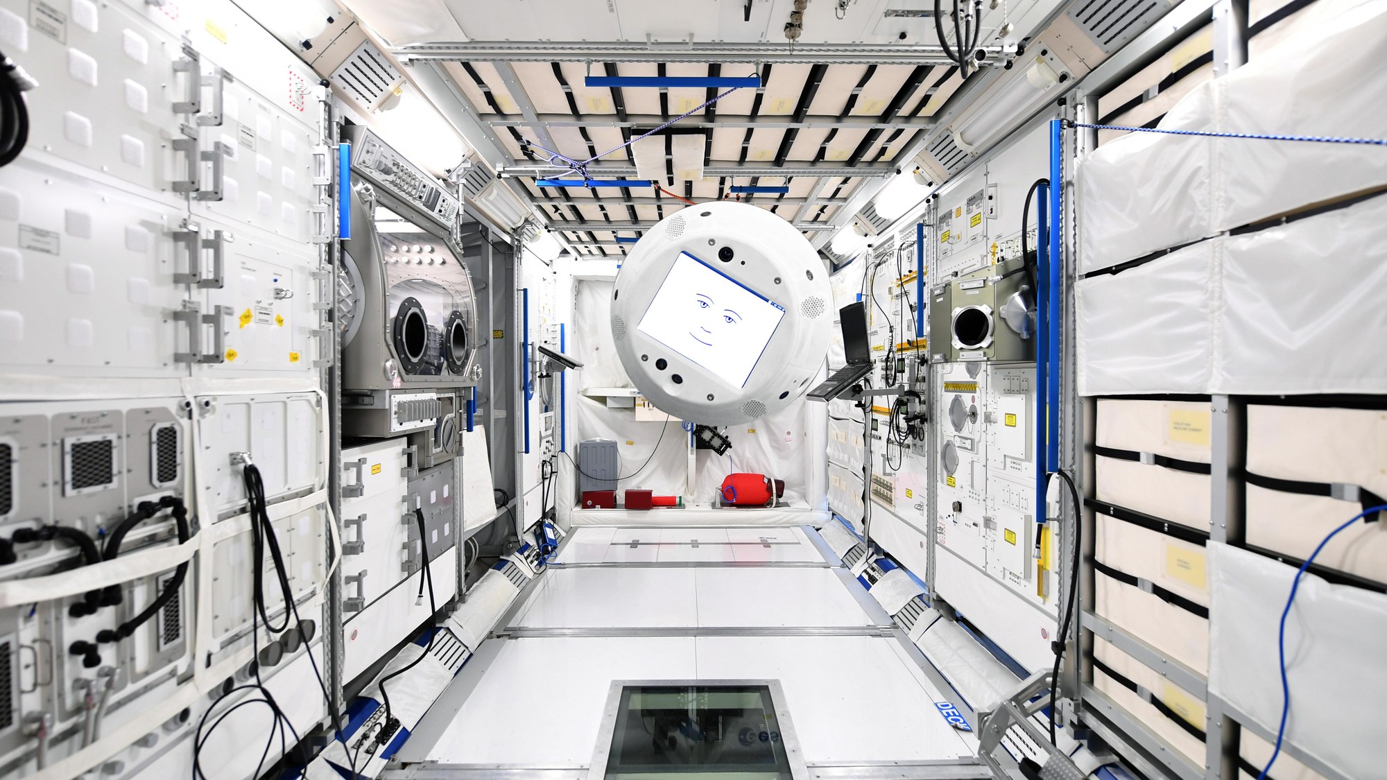 Composite image of CIMON on the ISS