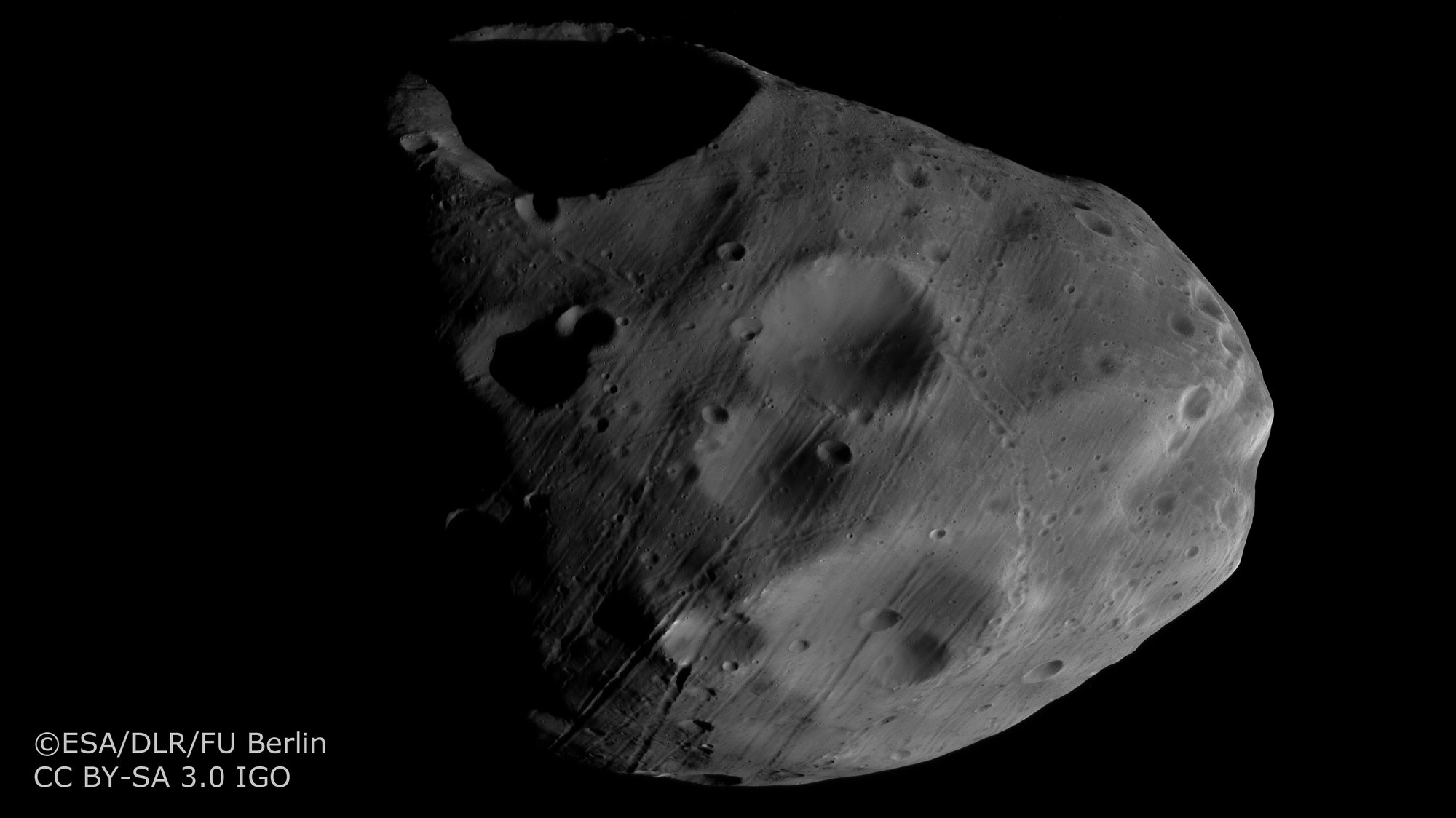 Image of Phobos acquired by the nadir channel of HRSC