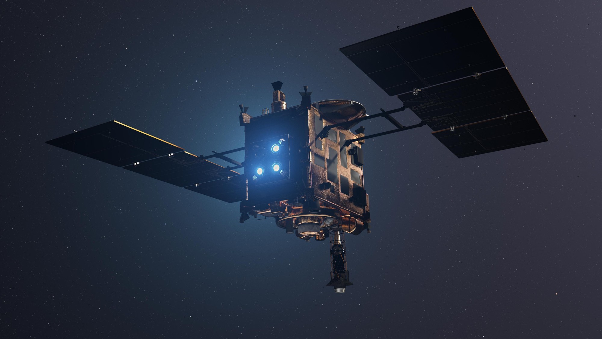 Hayabusa2 spacecraft with ion engines