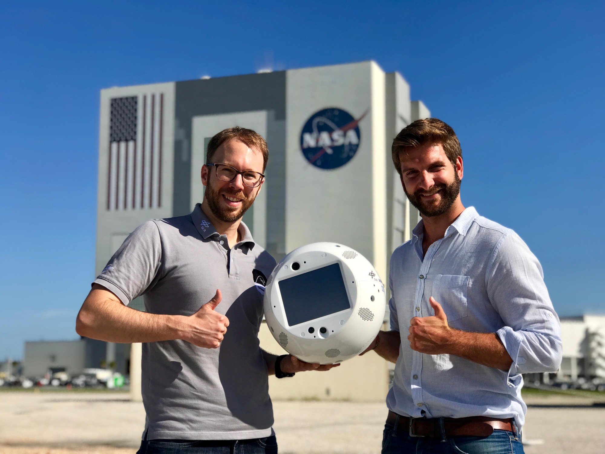 CIMON and project managers at Kennedy Space Center