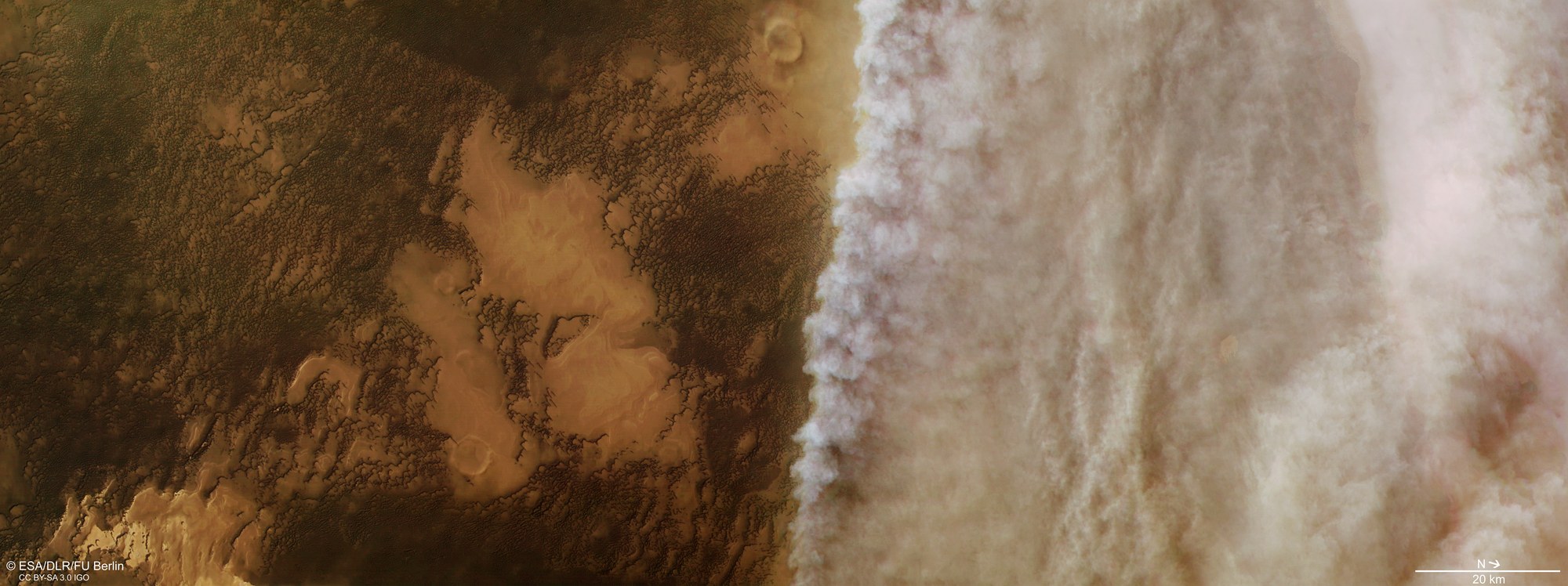 Harbinger of the dust storm season on Mars