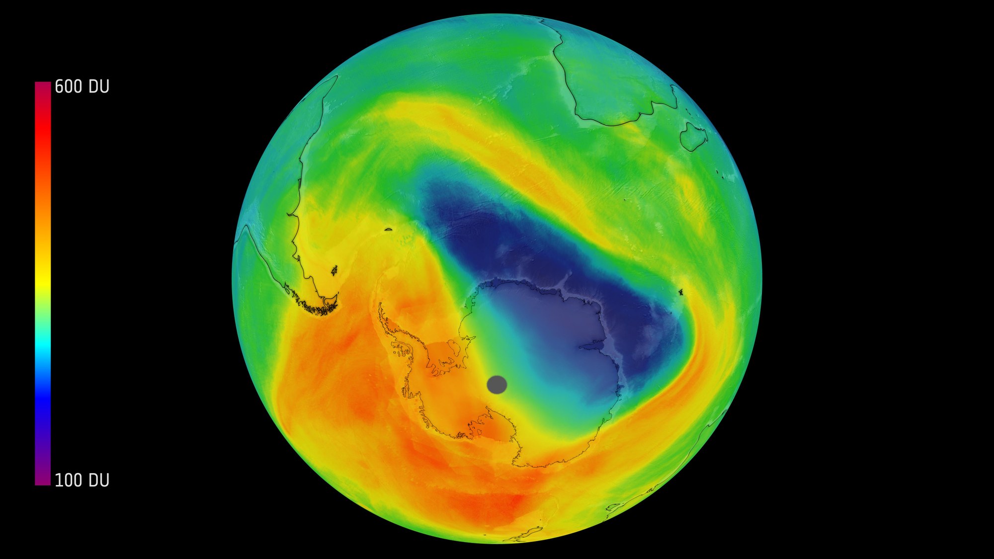 Ozone hole over the Antarctic