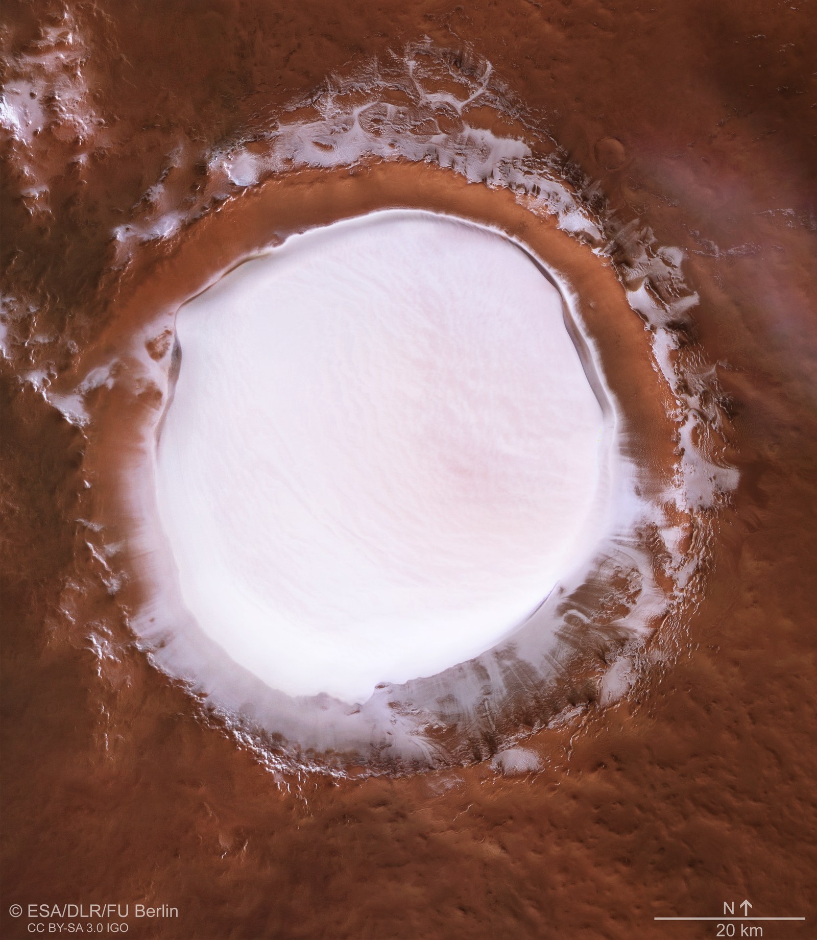 Image mosaic of Korolev Crater on Mars