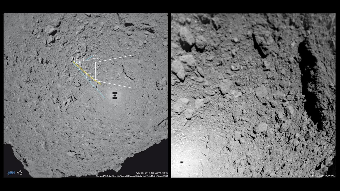 MASCOT image pointing east while descending on Ryugu