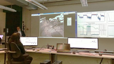 Ralf Jaumann gives a presentation at MASCOT Control Centre