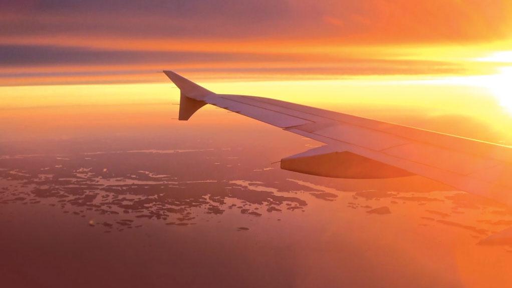 View over the wing of a plane