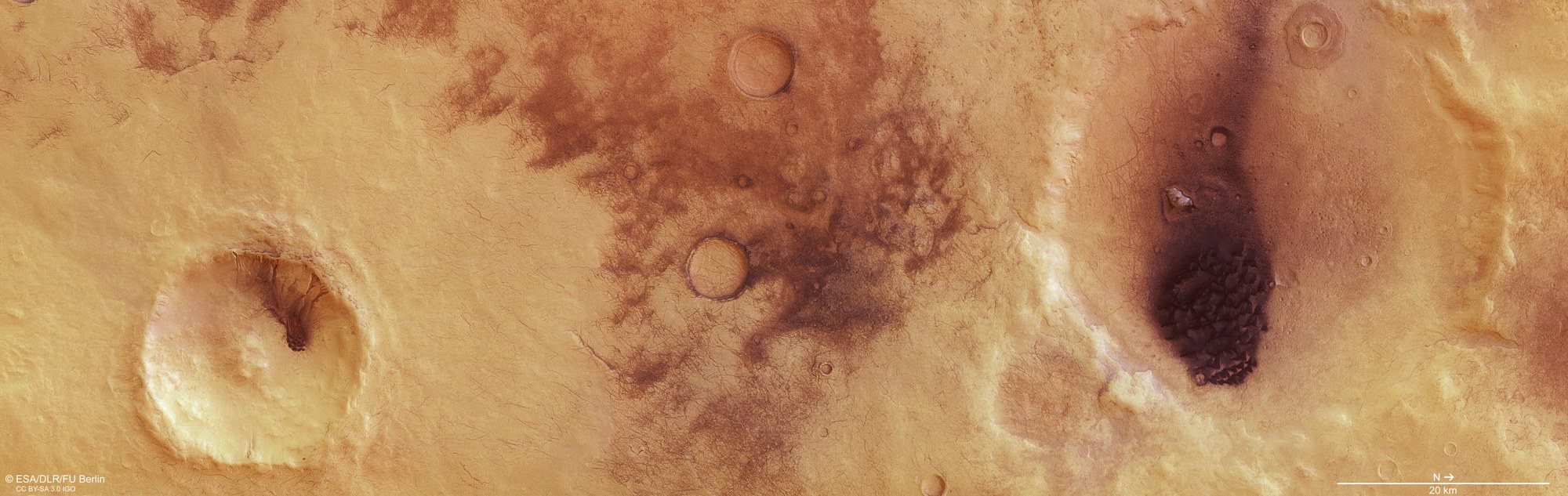 Chalcoporos Rupes shown in contrast-enhanced colour