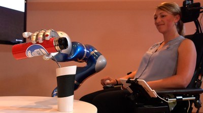 EDAN wheelchair assistant (EMG-controlled daily assistant) in use