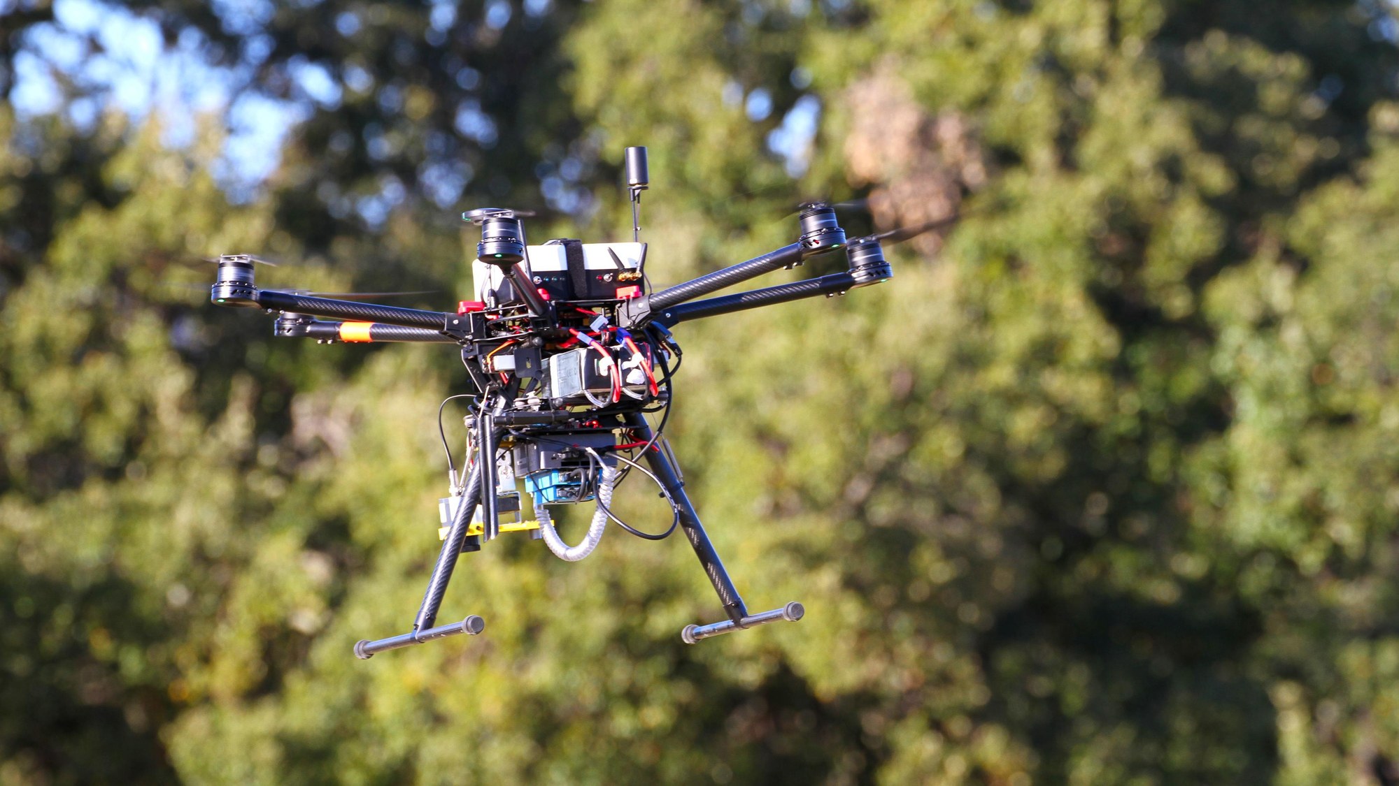 Drone with visual and thermal imaging cameras