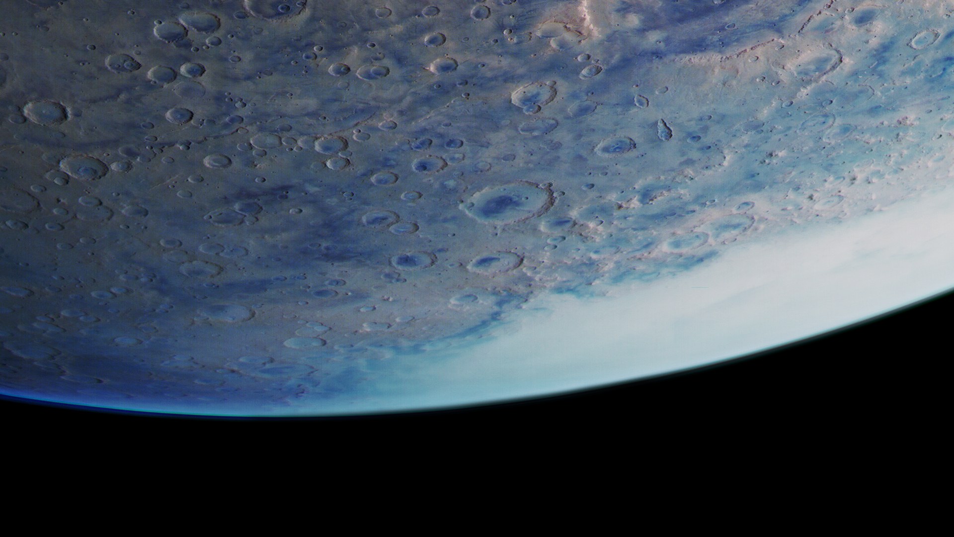 The Hellas Planitia impact basin, covered by clouds