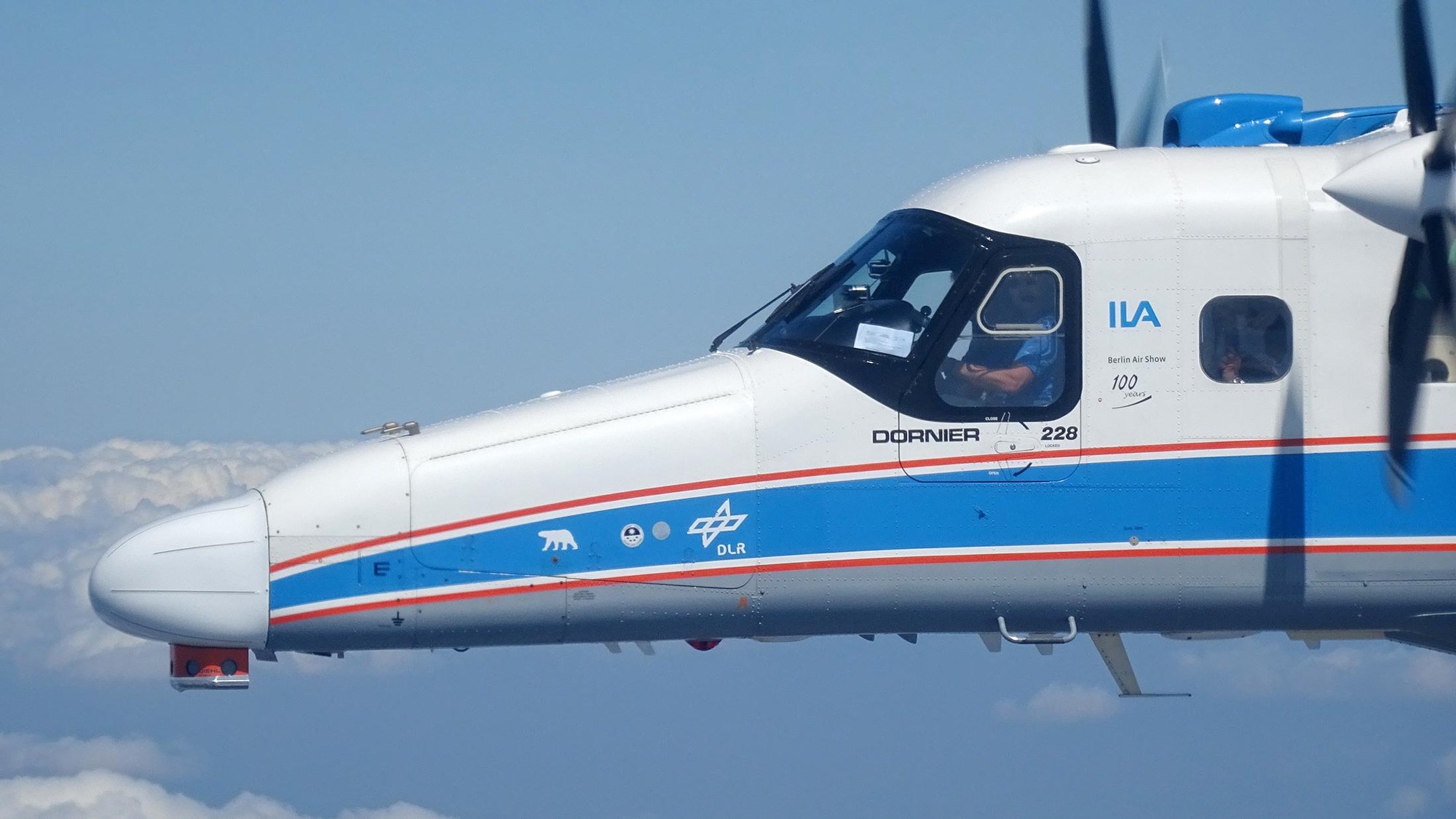 DLR Dornier DO 228 D-CODE research aircraft during a test flight for the ProSA-n project