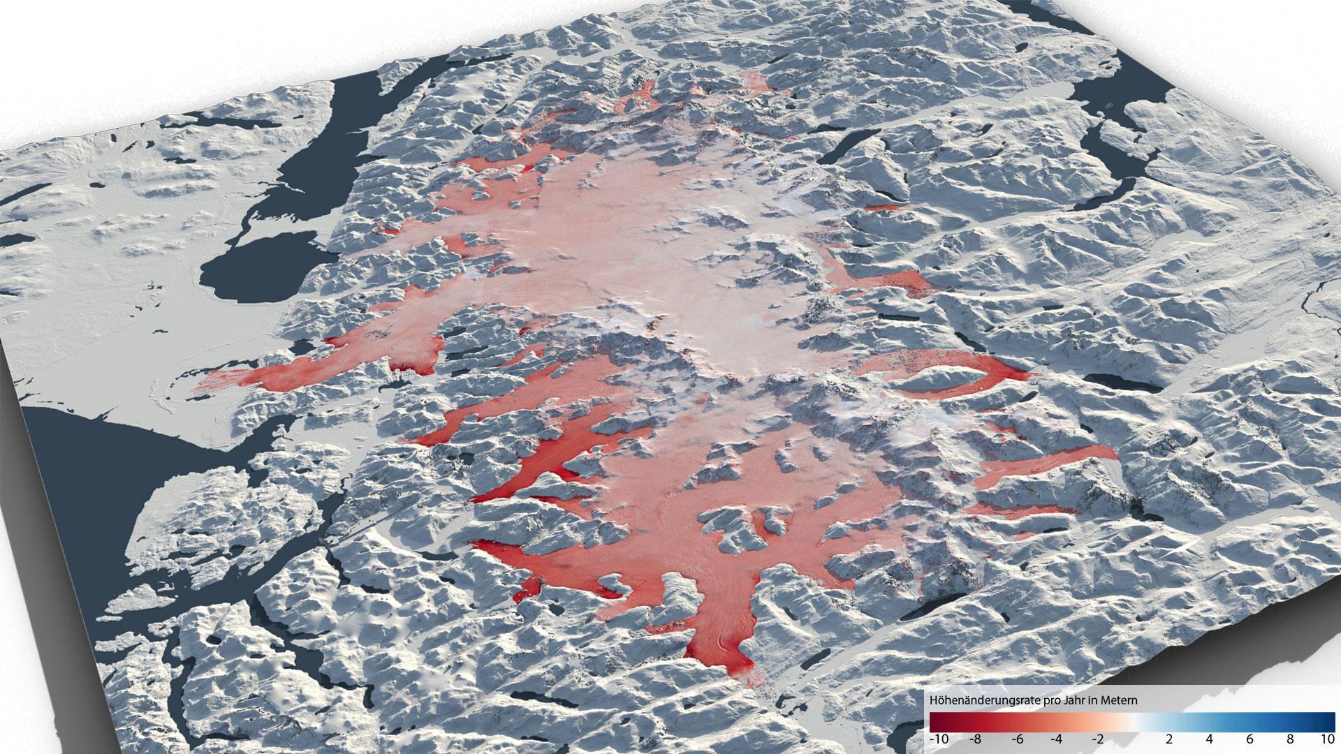 Rate of elevation change over the Northern Patagonian Ice Field between 2012 and 2016