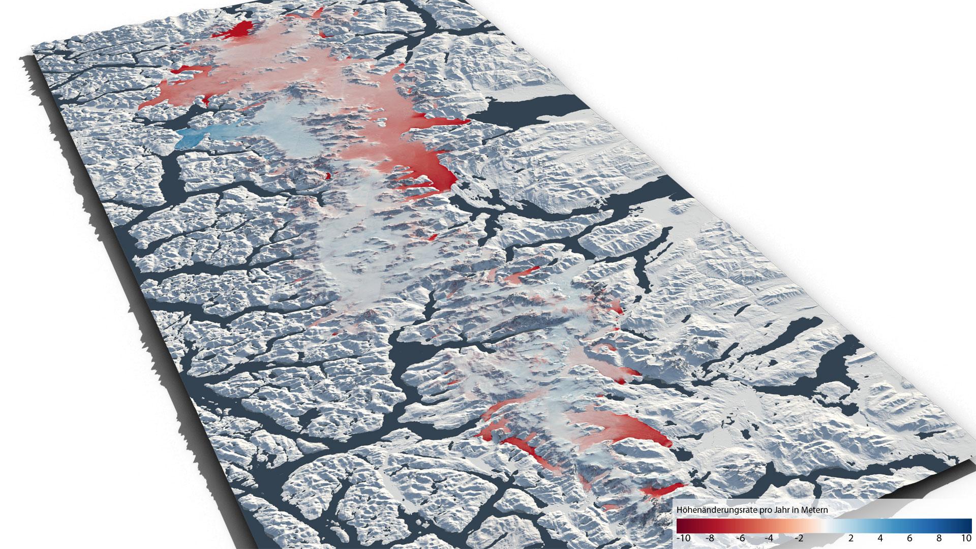 Rate of elevation change over the Southern Patagonian Ice Field between 2012 and 2016