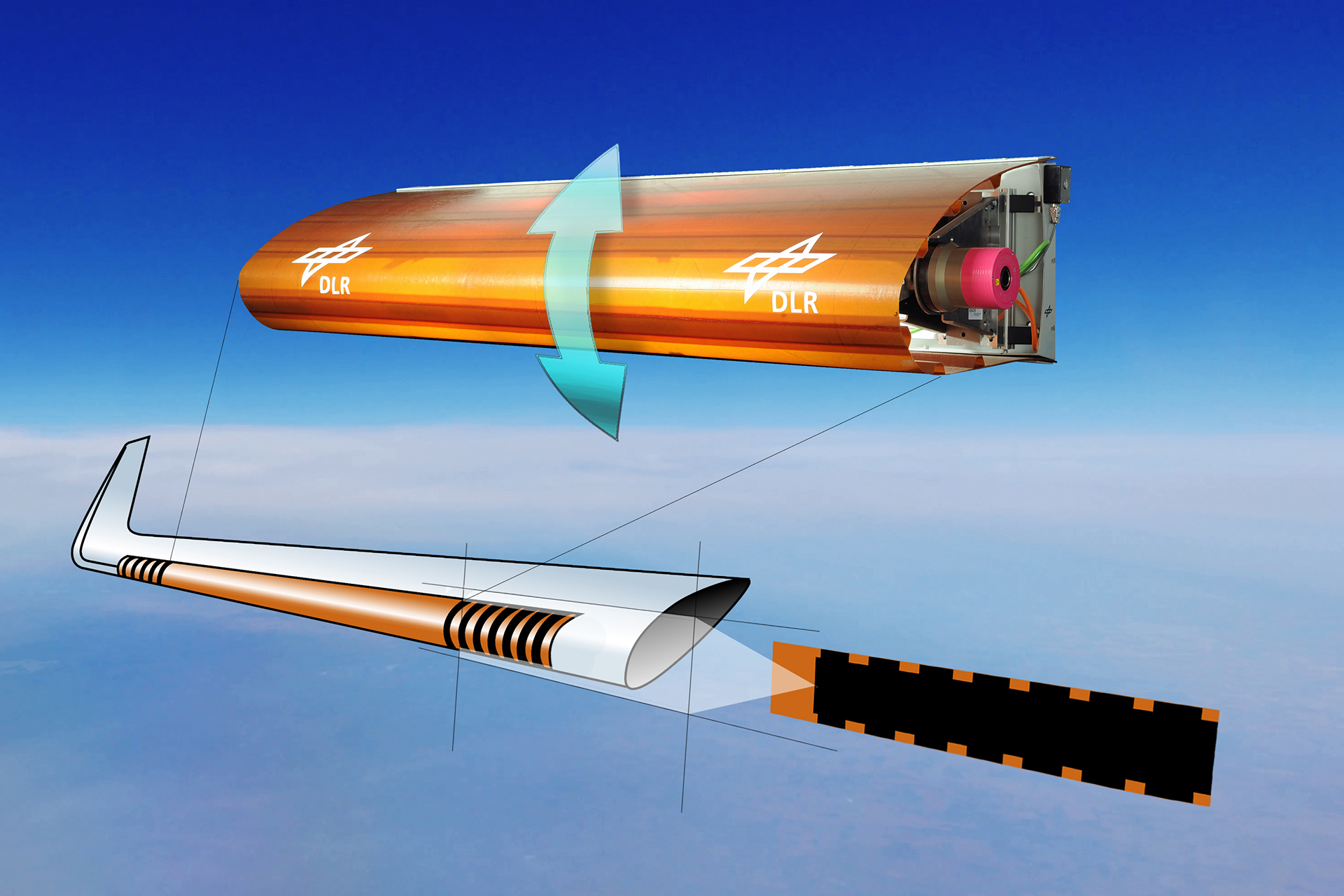Wing model with droop flap and integrated skin transition