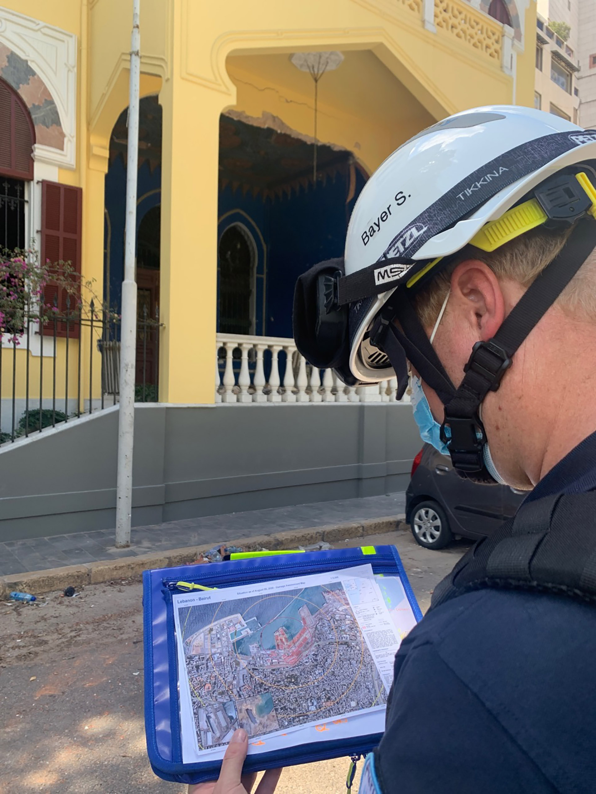 Steven Bayer during damage analysis in Beirut