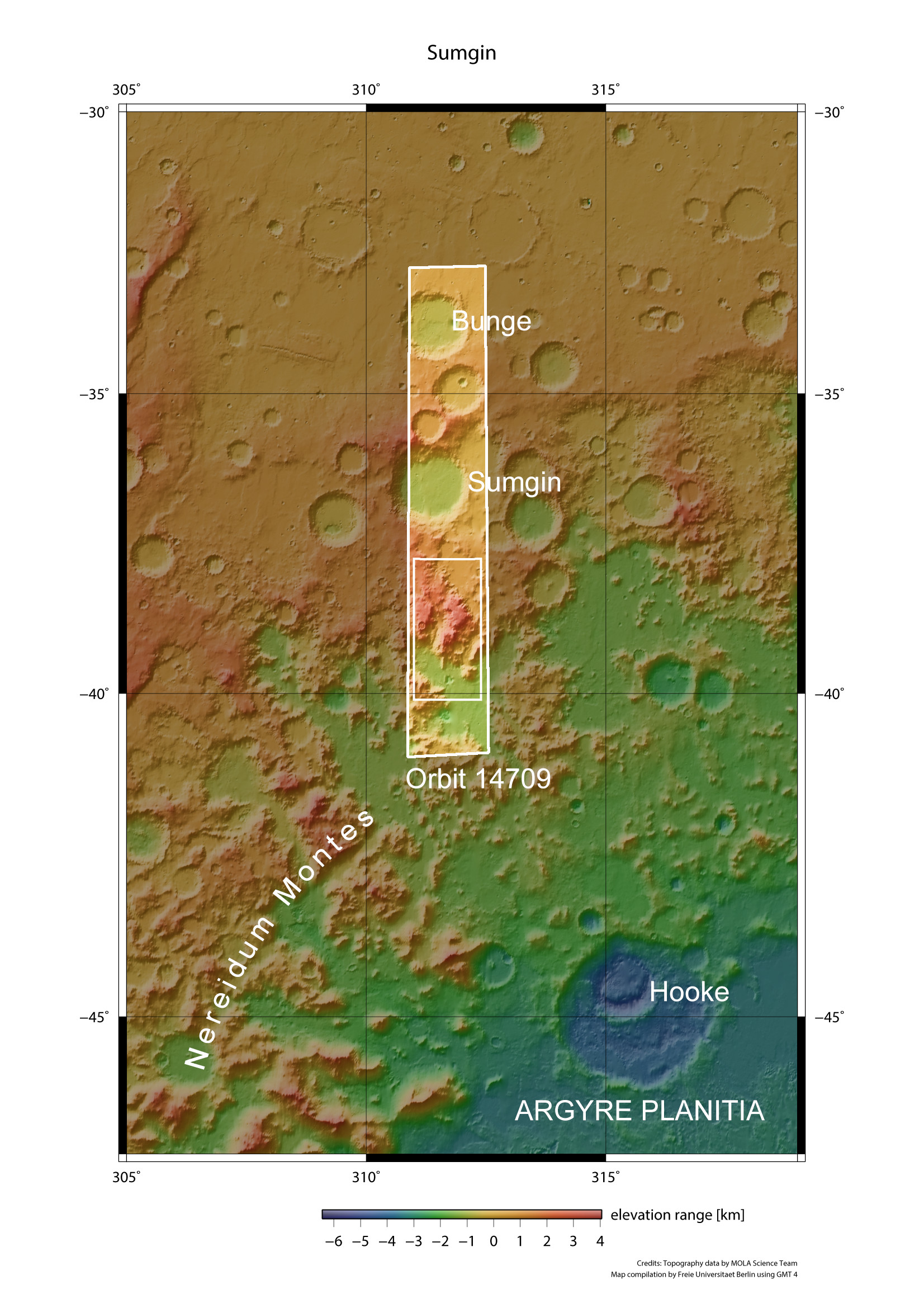 The Nereidum Montes mountains in the northwest of the Argyre Basin