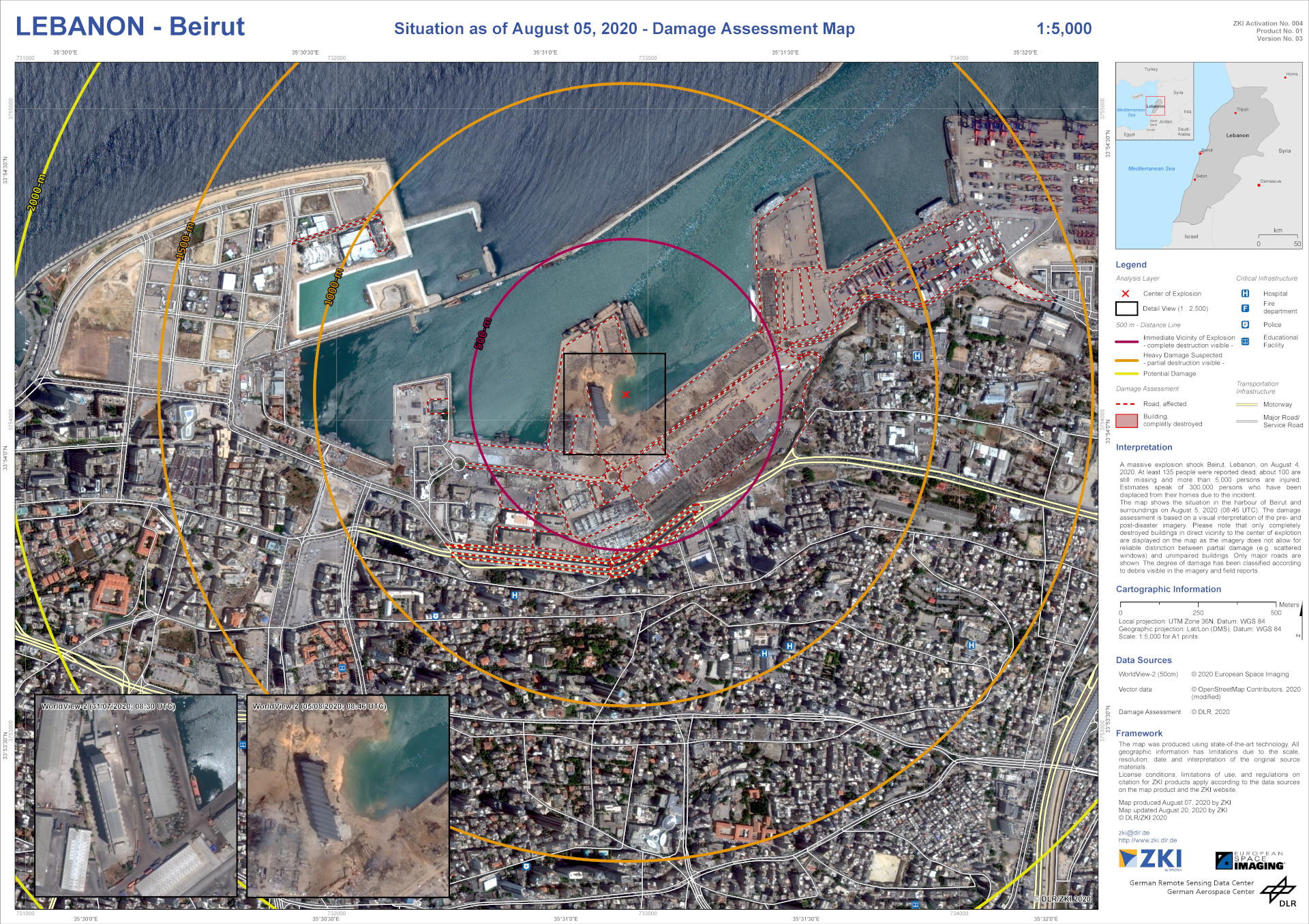 ZKI damage mapping after the explosion in Beirut on 4 August 2020