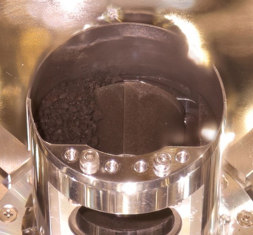 Asteroid particles in the sample capsule