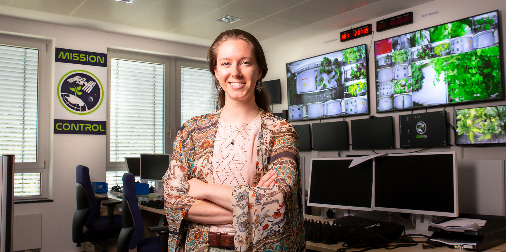 Jess Bunchek in the Mission Control Center (MCC)