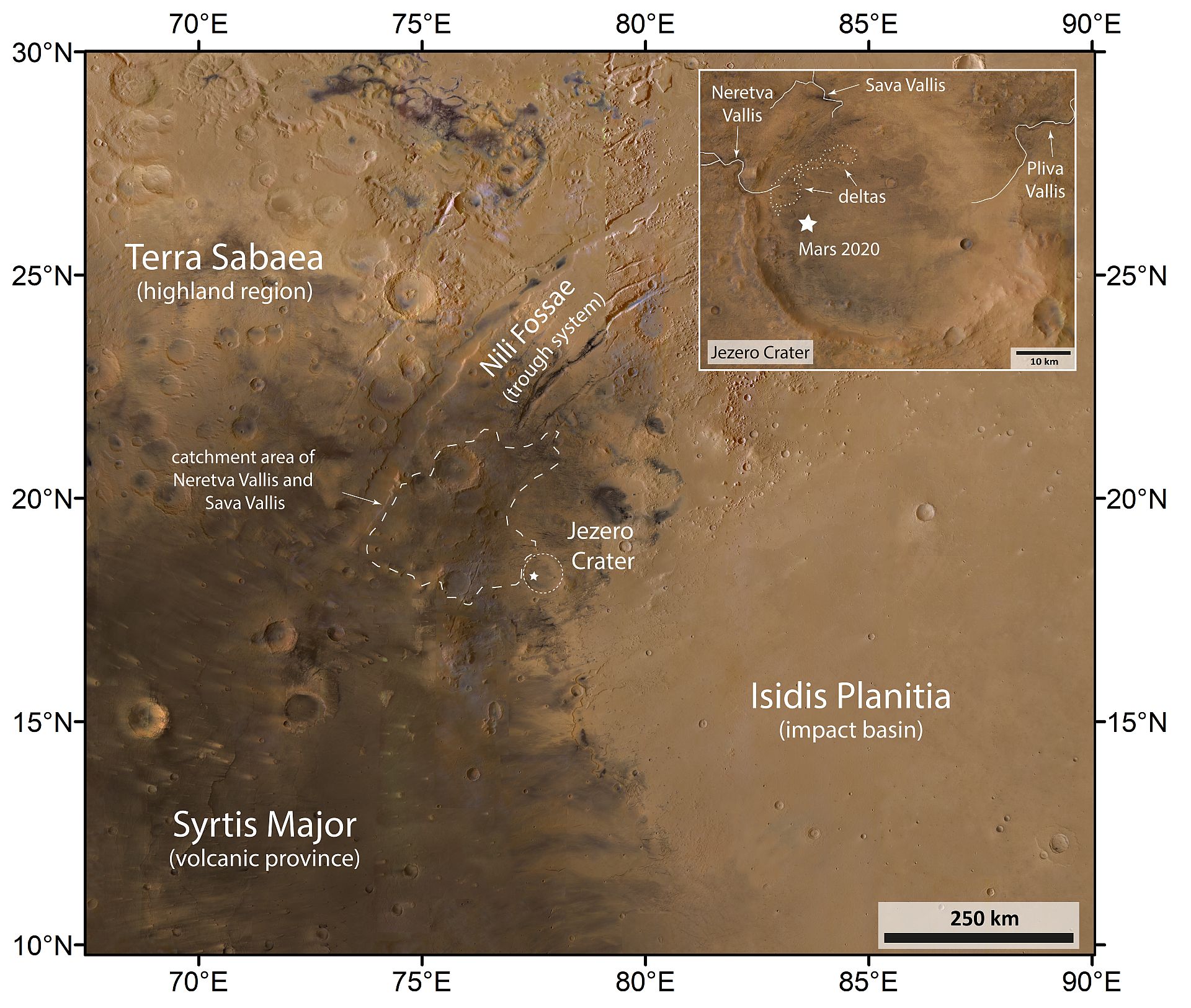 Image of the region around Jezero Crater