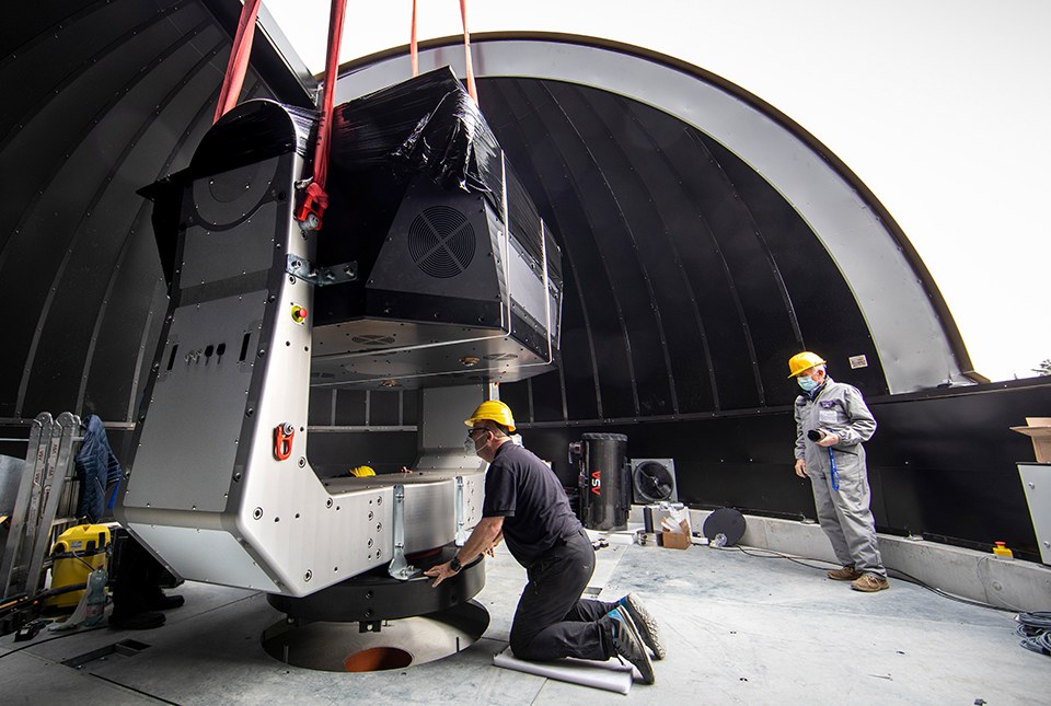 Almost done – the telescope in its new home