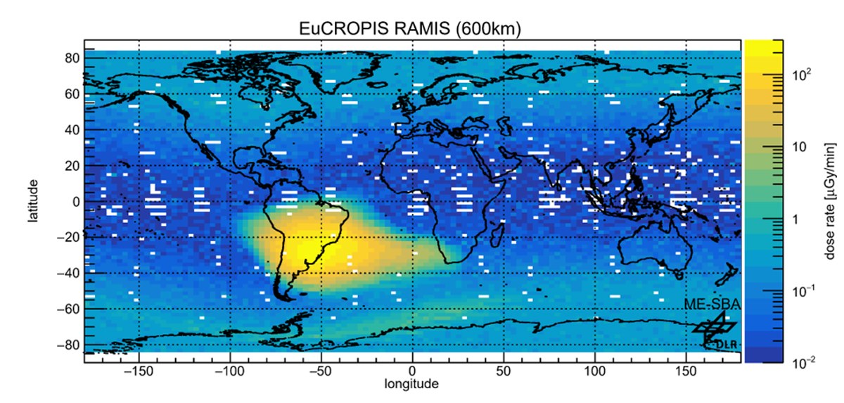 Satellite data showing the South Atlantic Anomaly