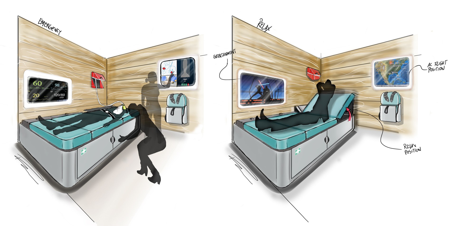 Suspended compartment seat