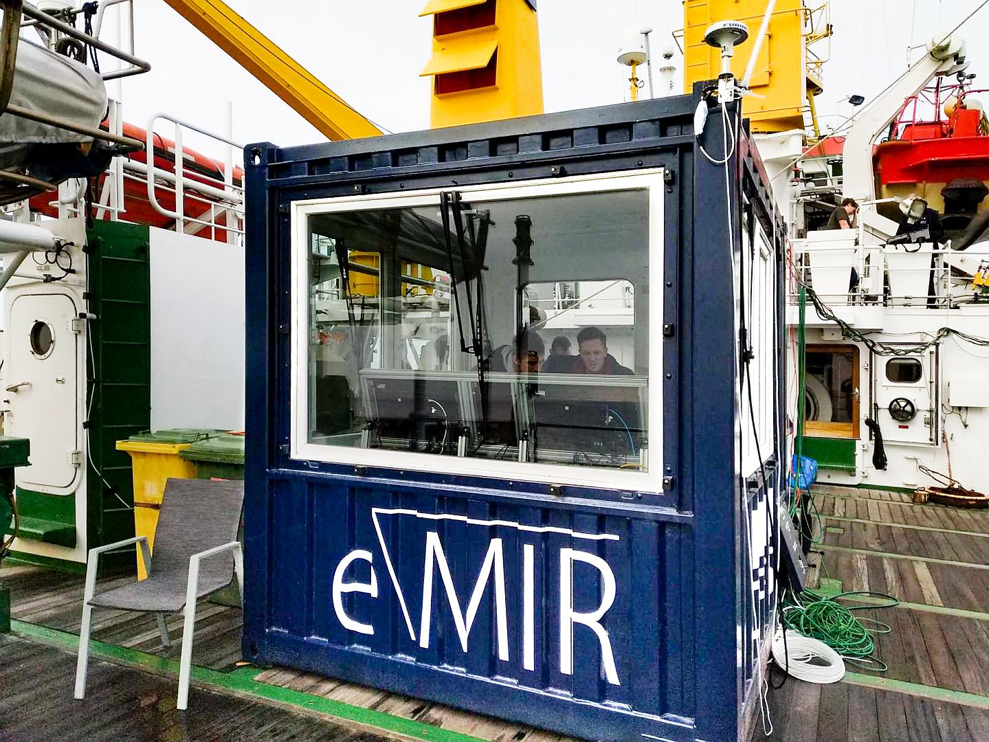 Containers on board a ship during a trial voyage