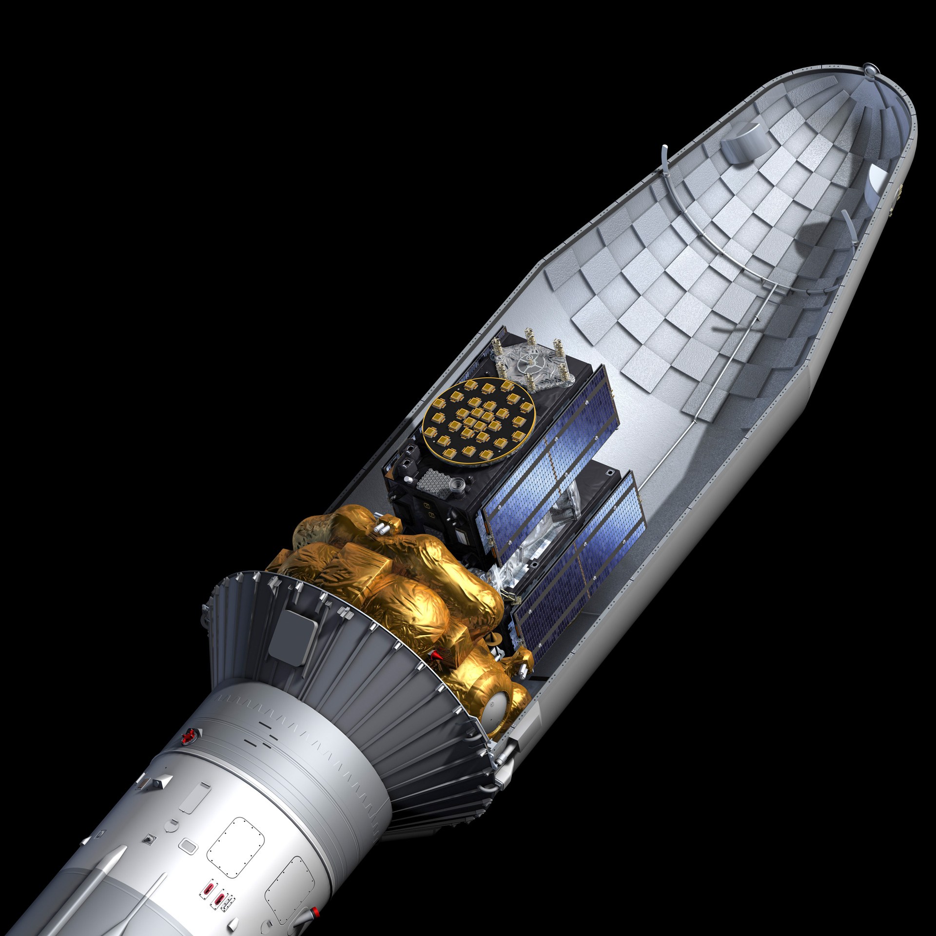 Galileo 27 and 28 installed on board their launch vehicle