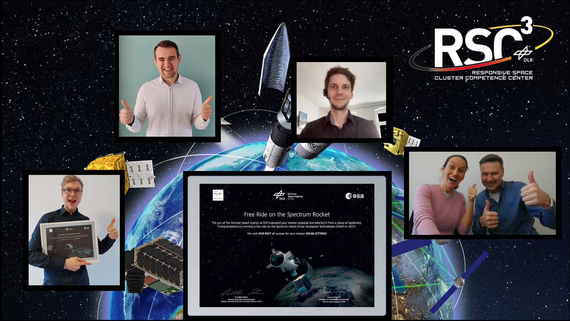 Winners of the First Payload Contest for the maiden flight of the German Spectrum microlauncher: DLR Responsive Space Cluster Compentence Center (RSC³), Trauen