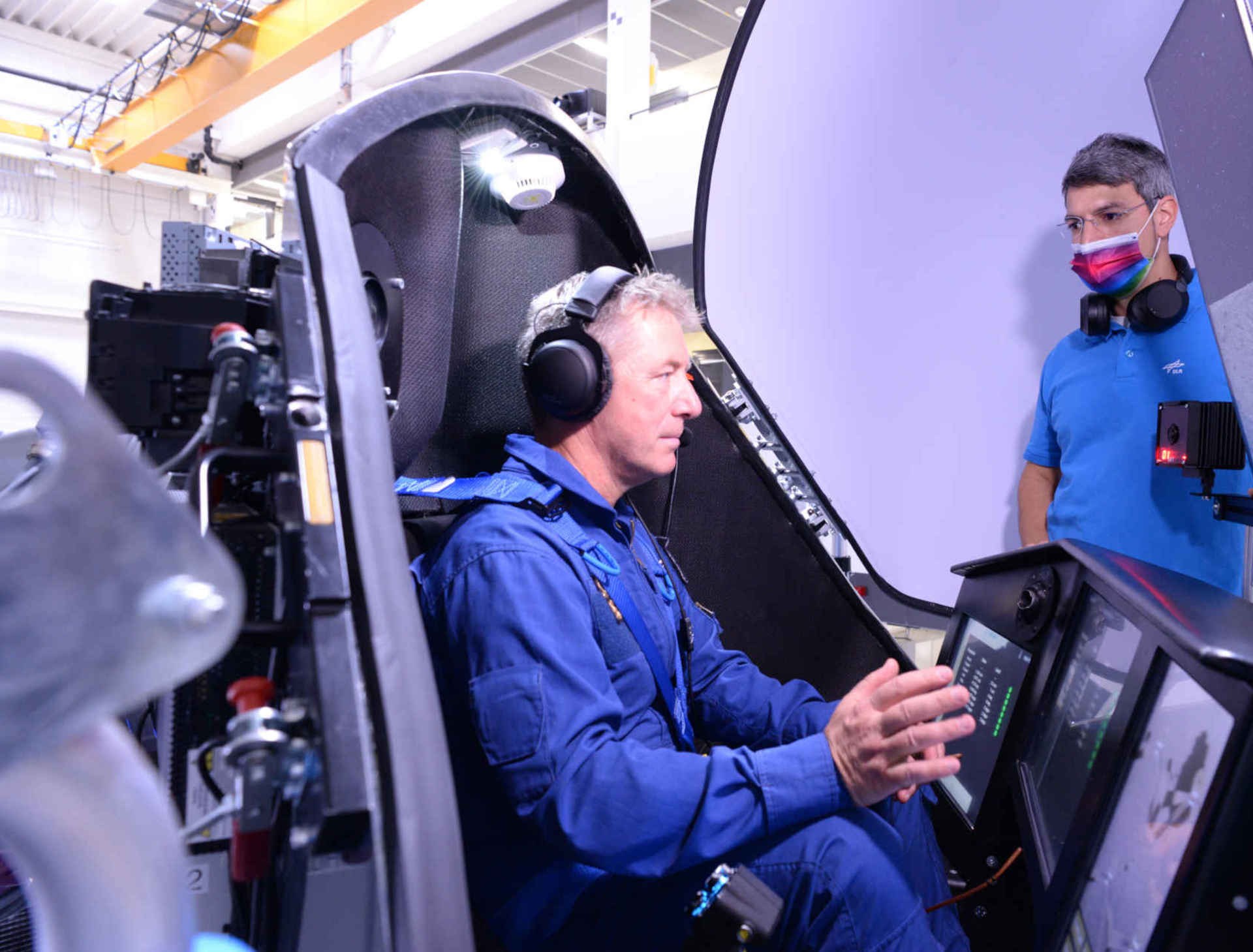 The astronaut familiarises himself with the system