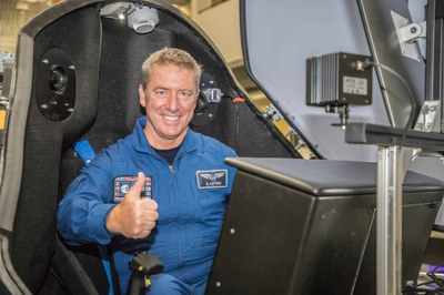 ESA astronaut Roberto Vittori in the DLR Robotic Motion Simulator