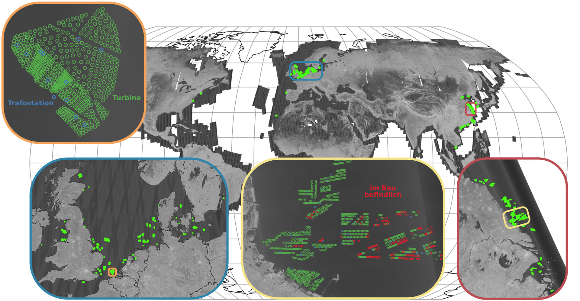 Offshore wind energy infrastructure detected in Sentinel-1 data