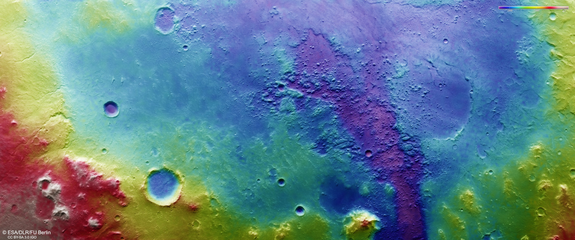 Topographic map of 'Holden Basin' with chaotic terrain