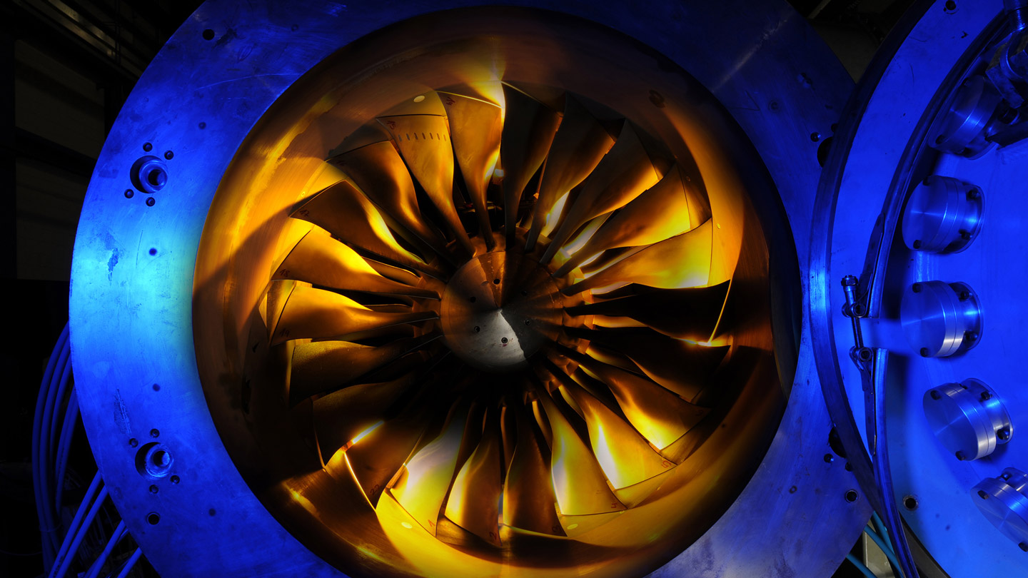 Fan blades on the DLR test system