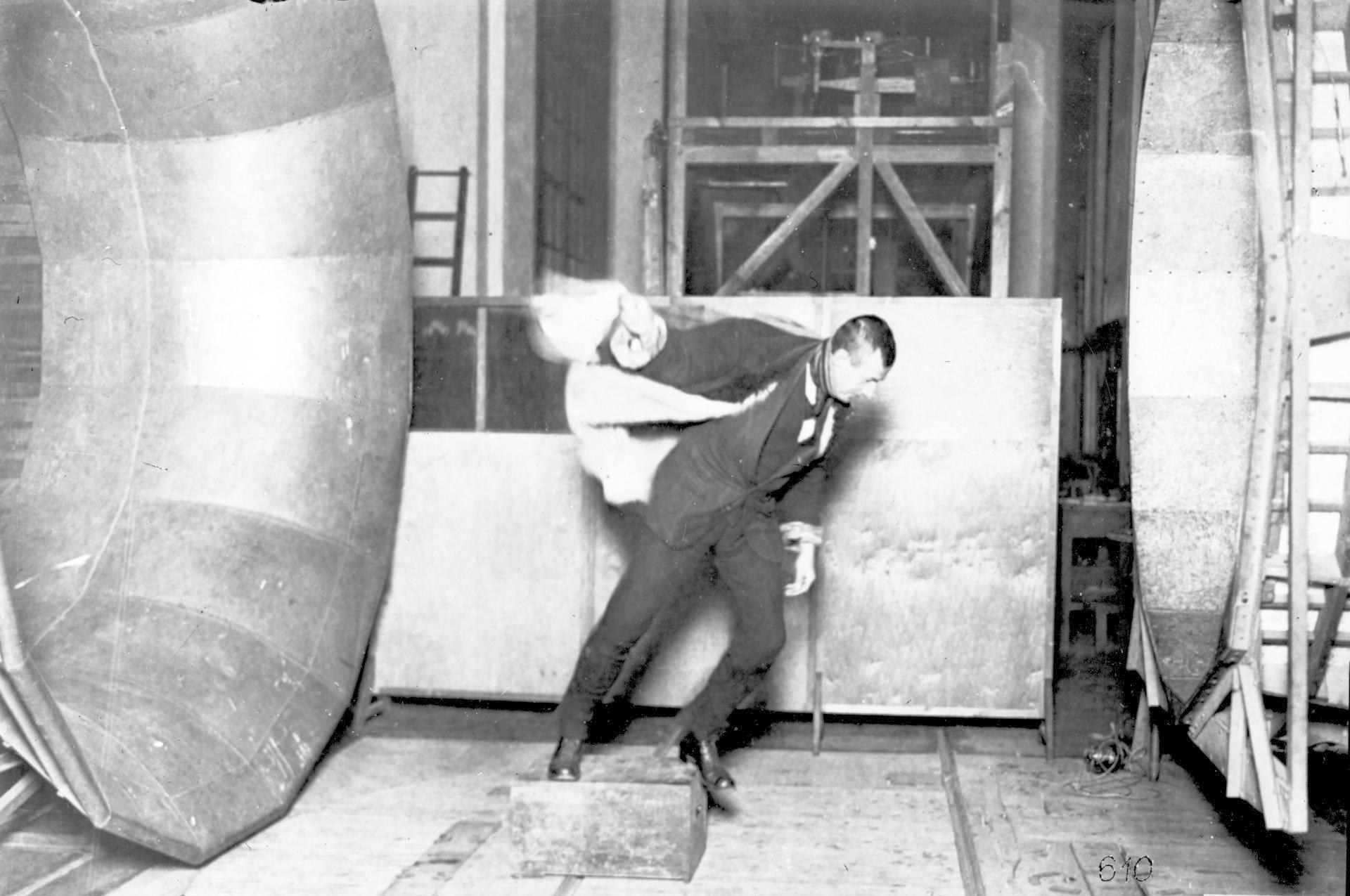 Carl Wieselsberger in the wind tunnel