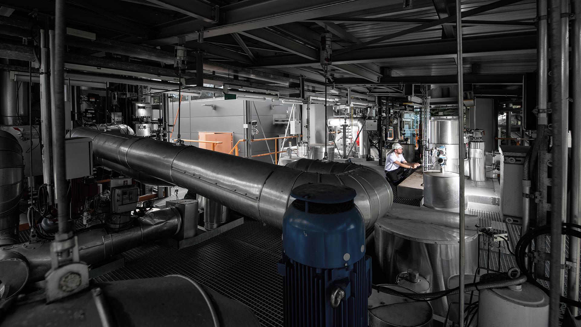 Interior view of the TESIS large-scale facility