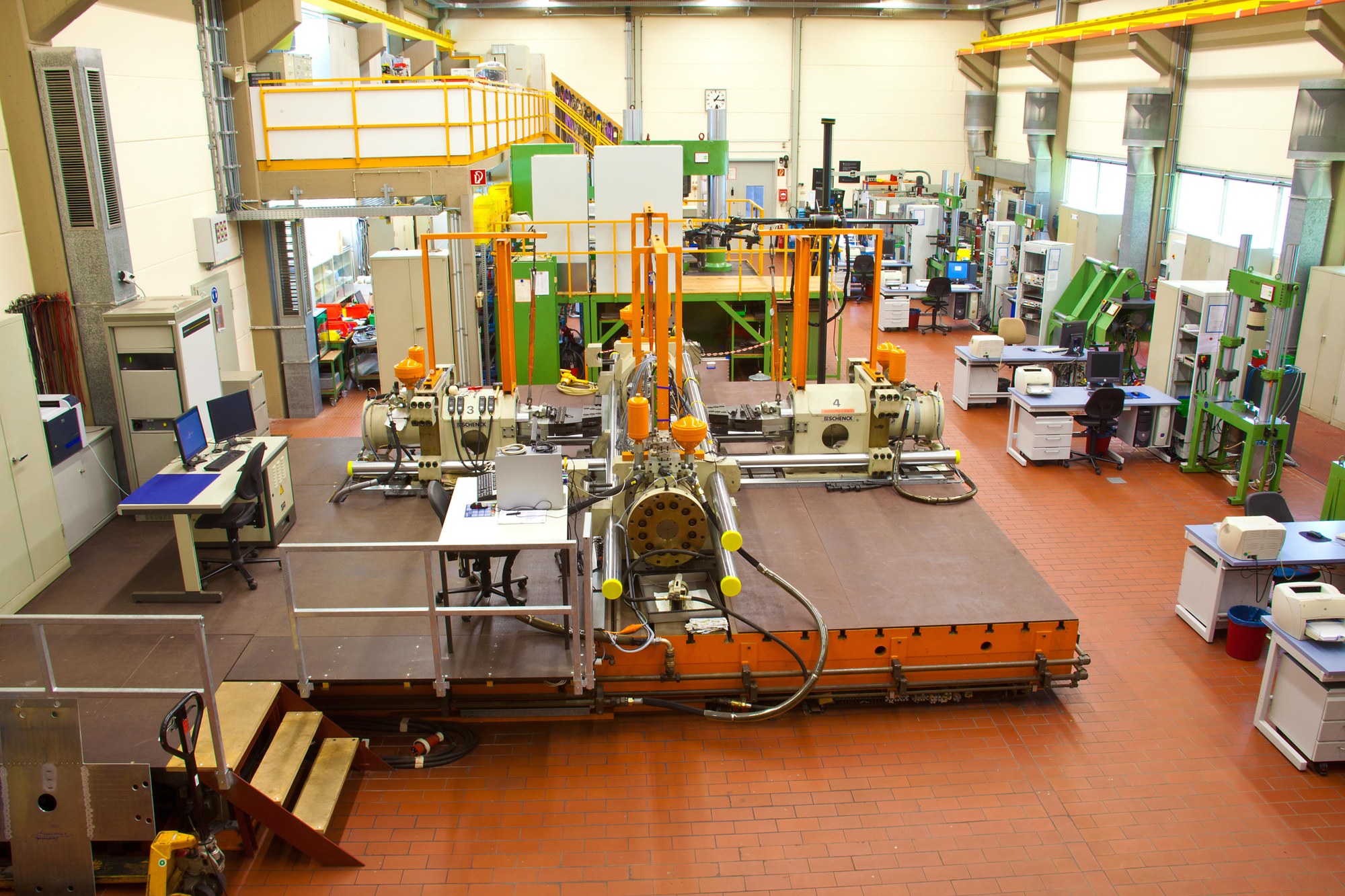 Interior view of the test hall for material mechanical testing at the Institute of Materials Research