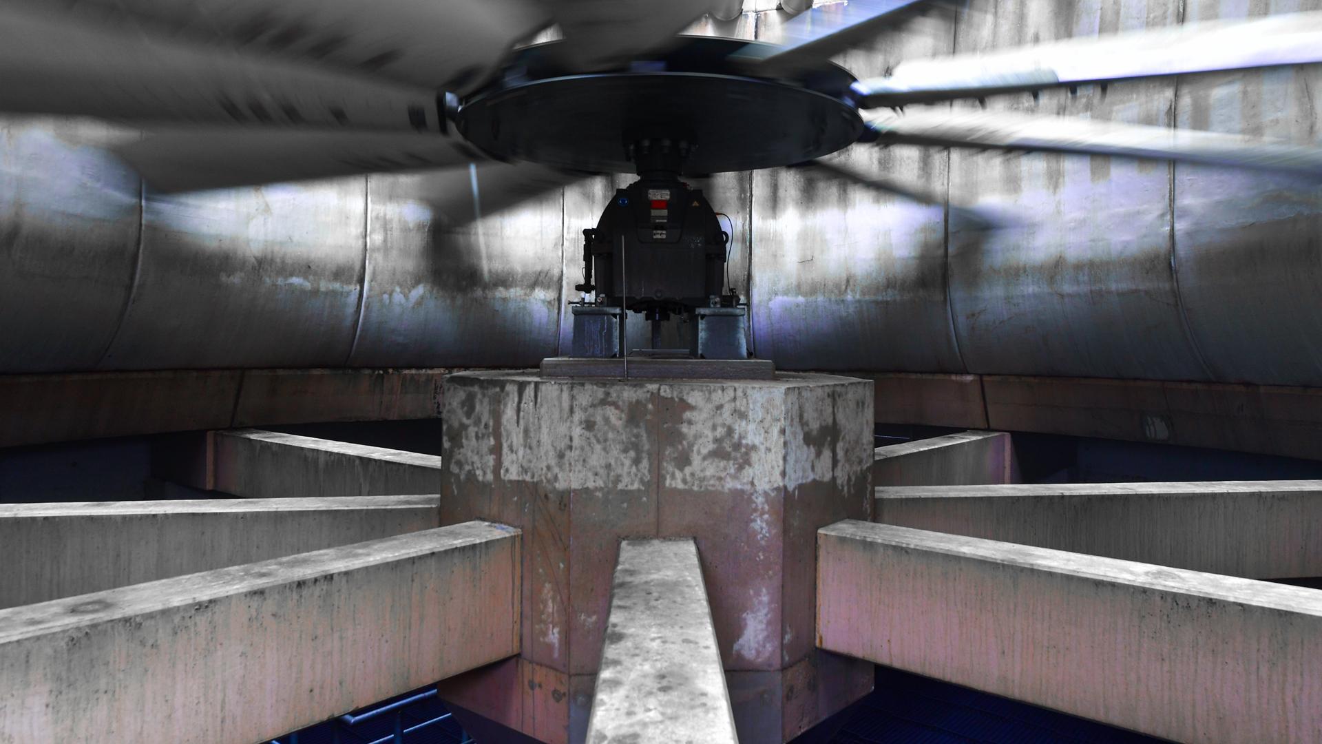 Fan for forced ventilation of the cooling tower cell