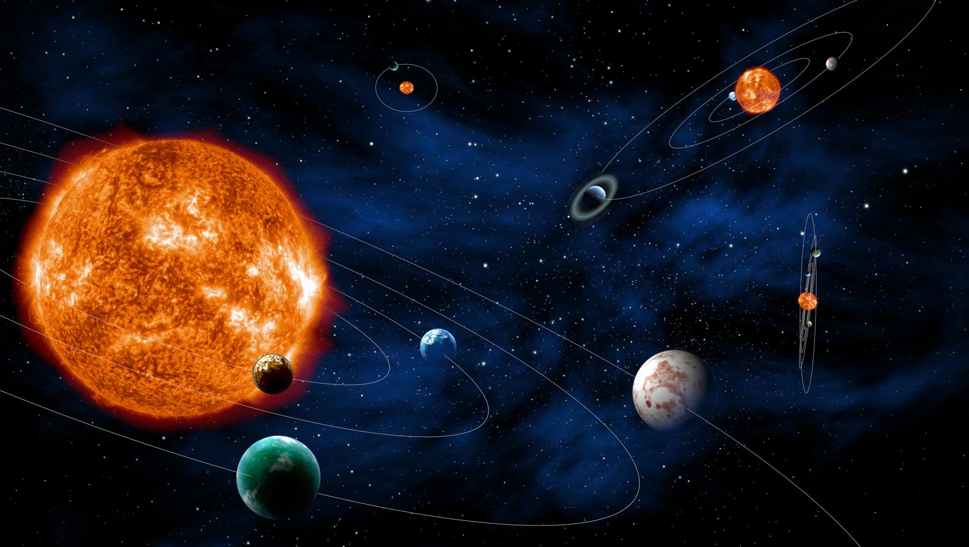 Graphical representation of the Solar System and exoplanetary systems