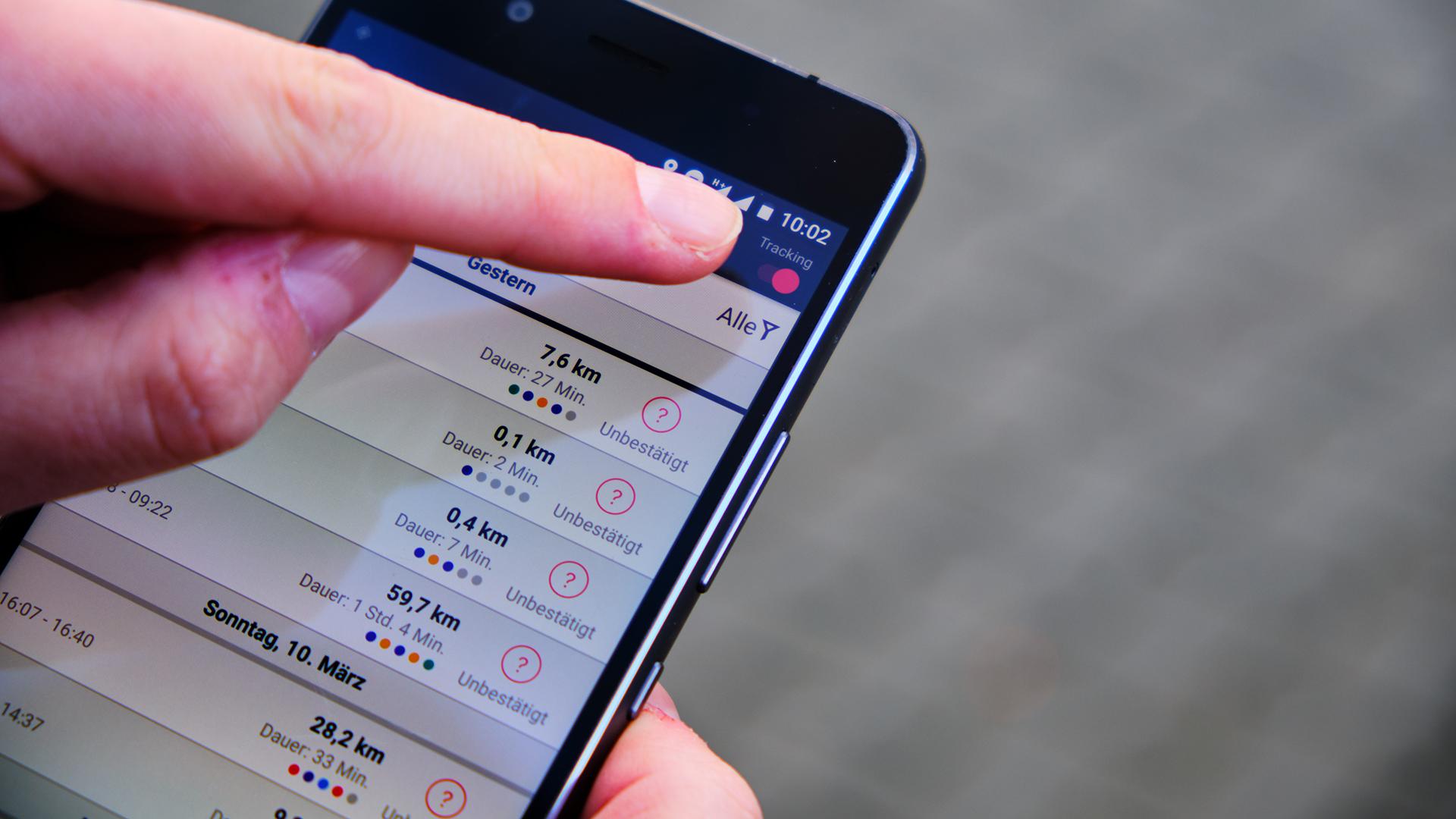 Route tracking via app