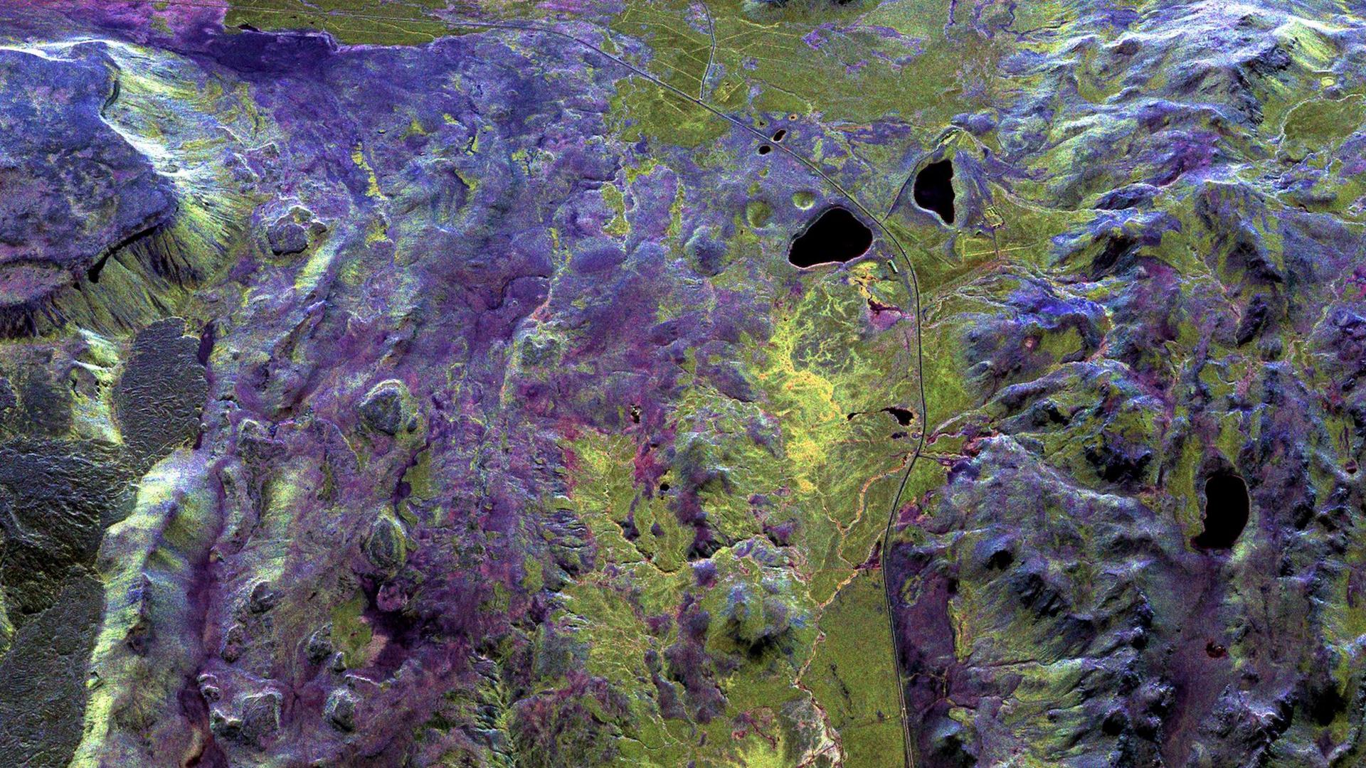 Ancient lava and basalt formations on the south coast of Iceland