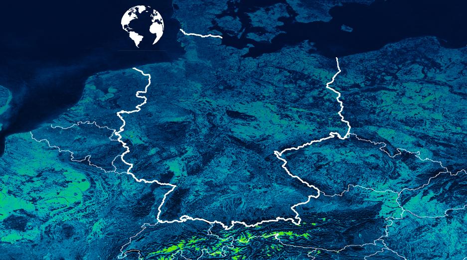 Map of Germany with globe