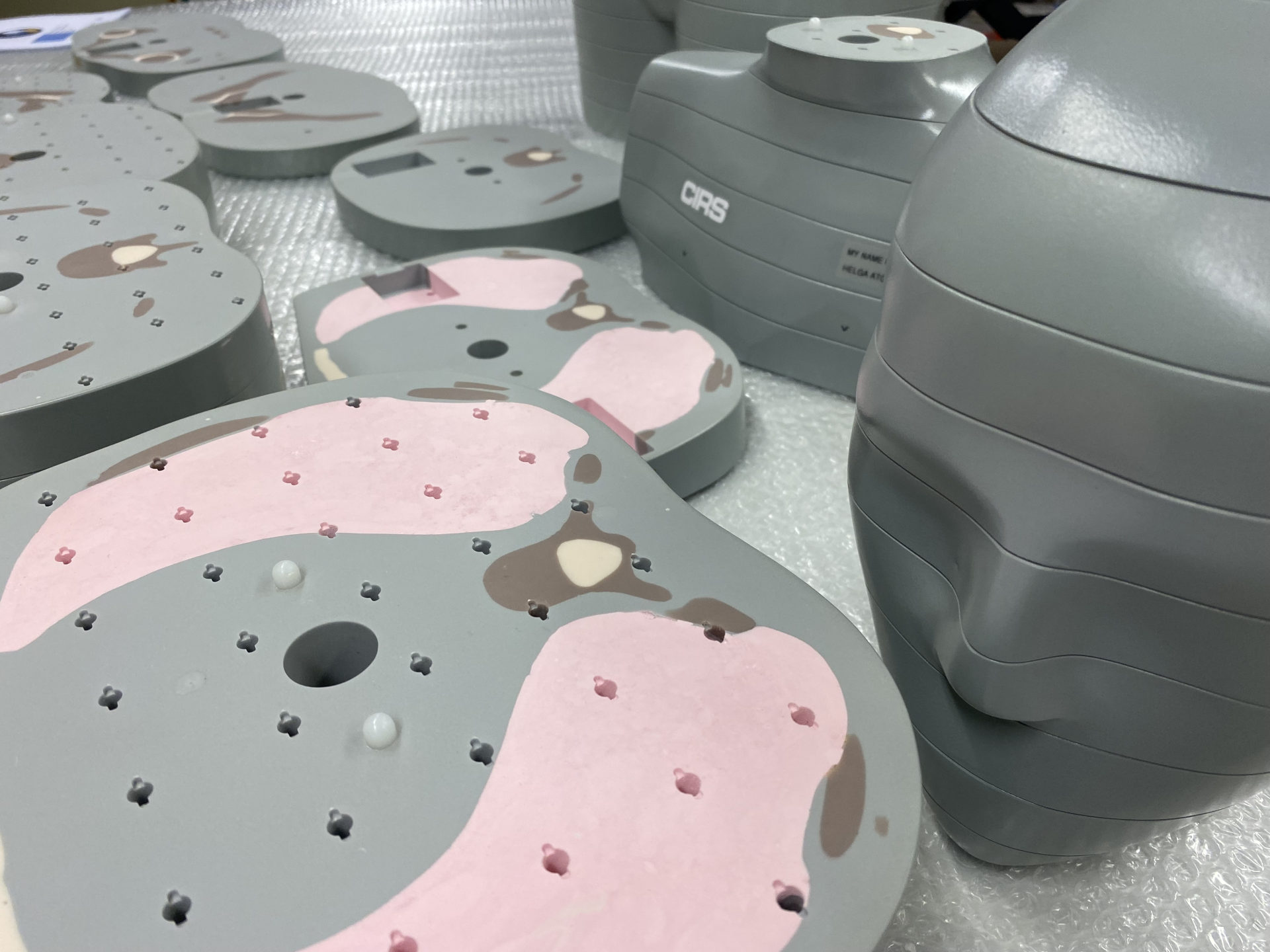 The radiation measuring manikin Helga in individual parts