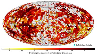 Maximum magnitude of quakes, assuming that the fracture zones visible on the surface