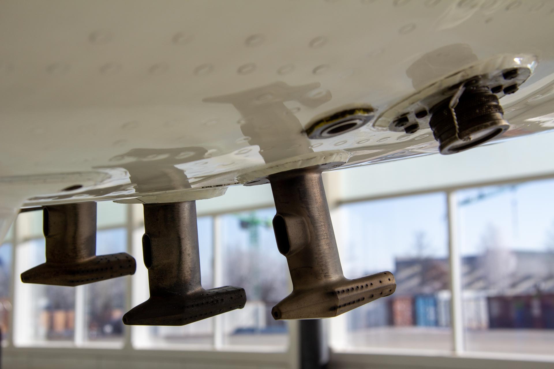 Fuselage Mounted Inlets Air inlets under the fuselage of the Falcon 20E
