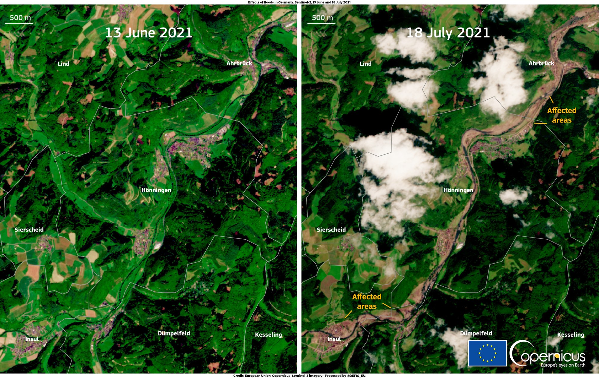 Flood areas in the Ahrweiler region